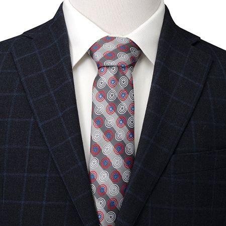 Marvel Captain America Gray Stripe Men's Silk Blend Tie