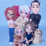 Set of custom figurines cake decorations, Family 3D Portrait Set.