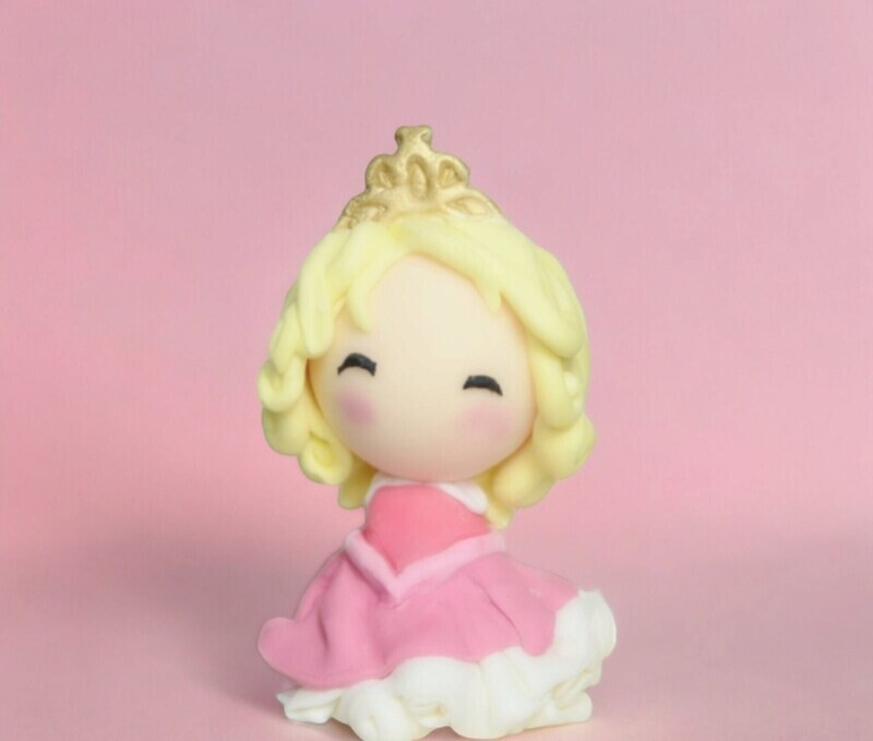 Princess Cake Decorations. Princess with light hair. Kawaii style.