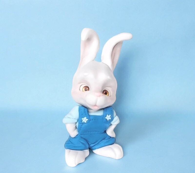 Peter Rabbit figurine. Bunny cake decorations.