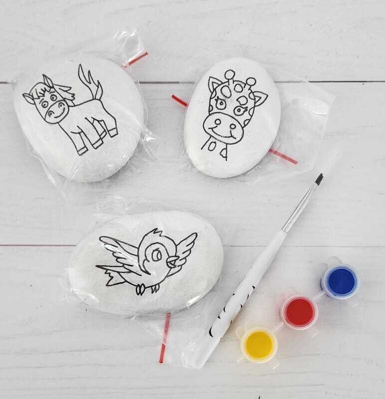 Hand drawn rock art kit - horse, bird, giraffe