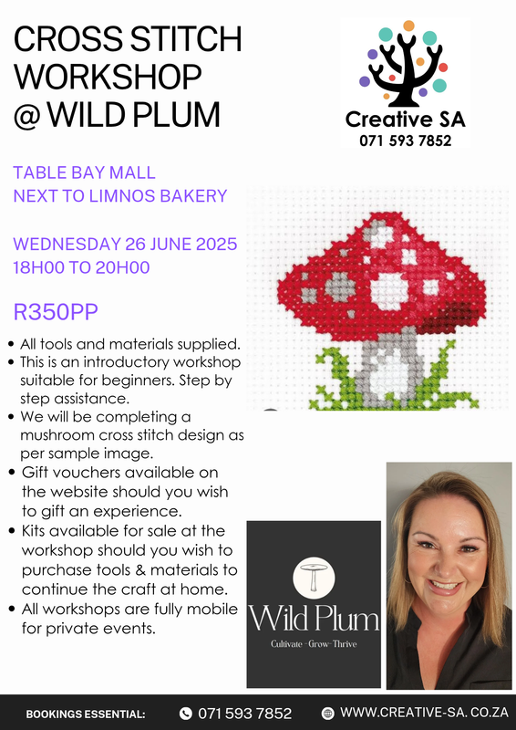 Cross Stitch Workshop @ 18h00 on 26 June 2025 in Table Bay Mall (Wild Plum)