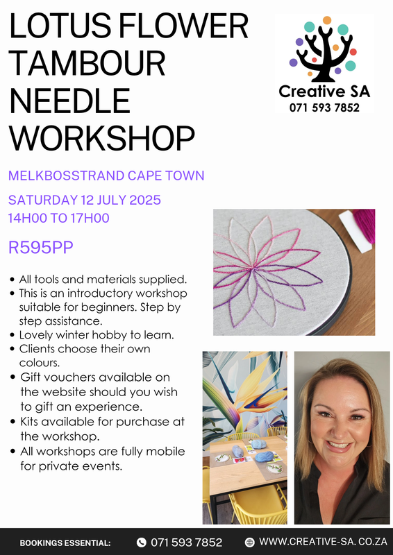 Lotus Flower Tambour Needle Workshop @ 14h00 on 12 July 2025 in Melkbosstrand
