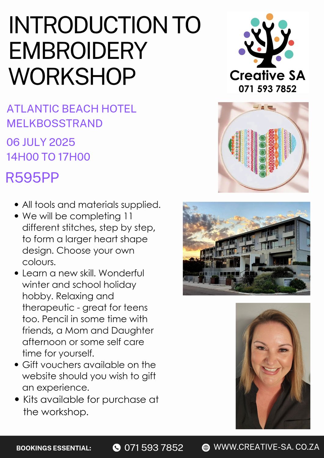 Introduction to Embroidery Workshop @ 14h00 on 06 July 2025 in Melkbosstrand