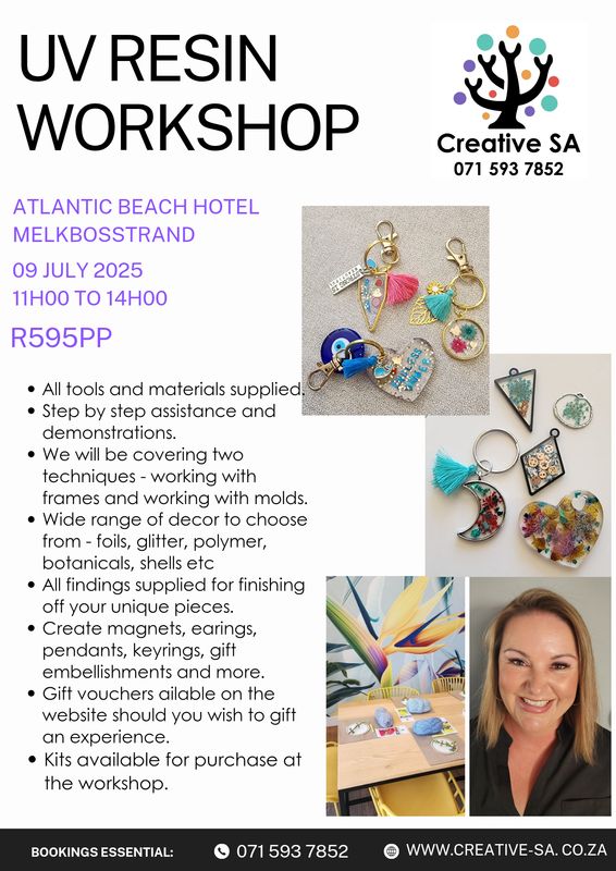 UV Resin Workshop @ 11h00 on 09 July 2025 in Melkbosstrand