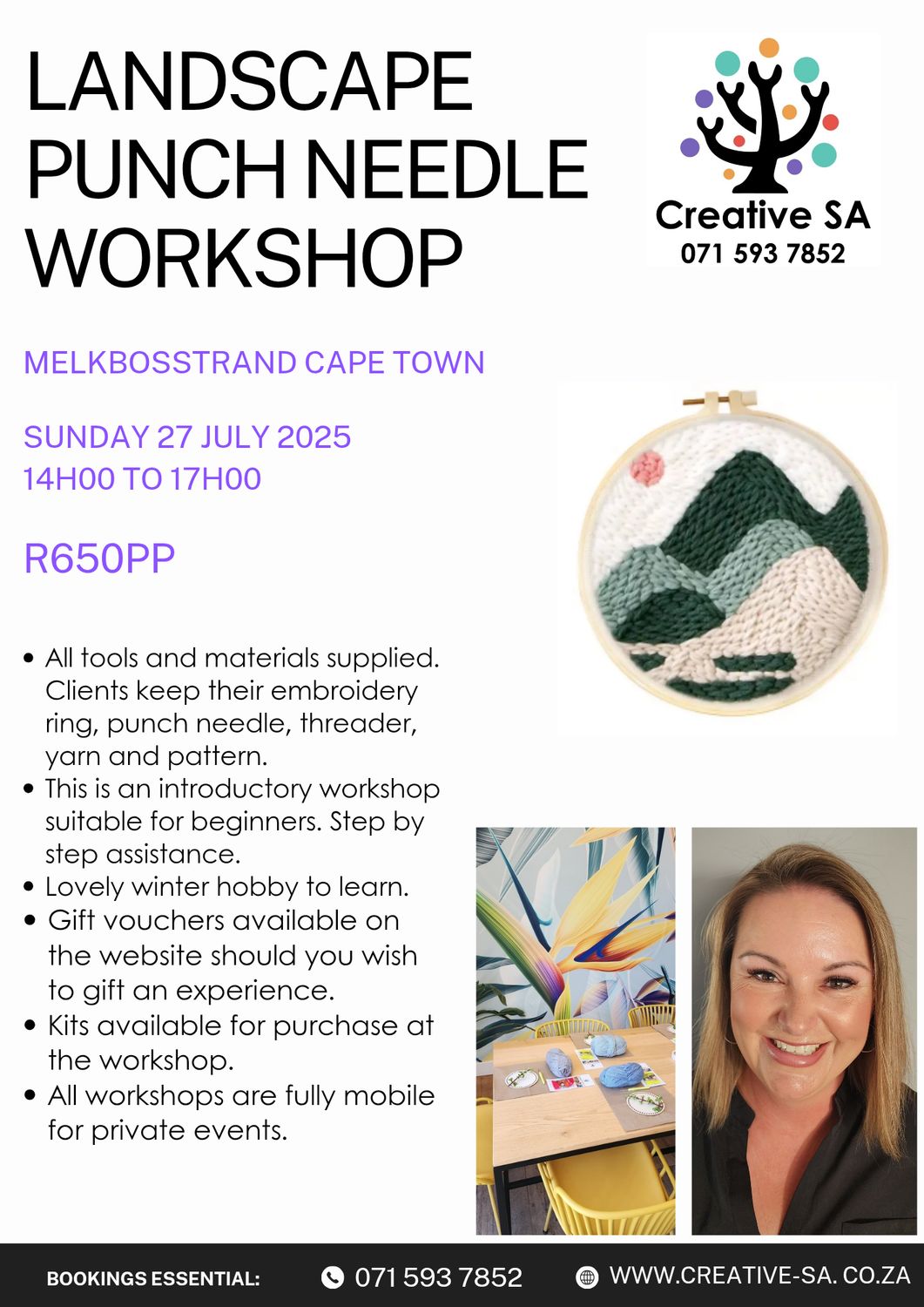 Punch Needle Workshop @ 14h00 on 27 July 2025 in Melkbosstrand