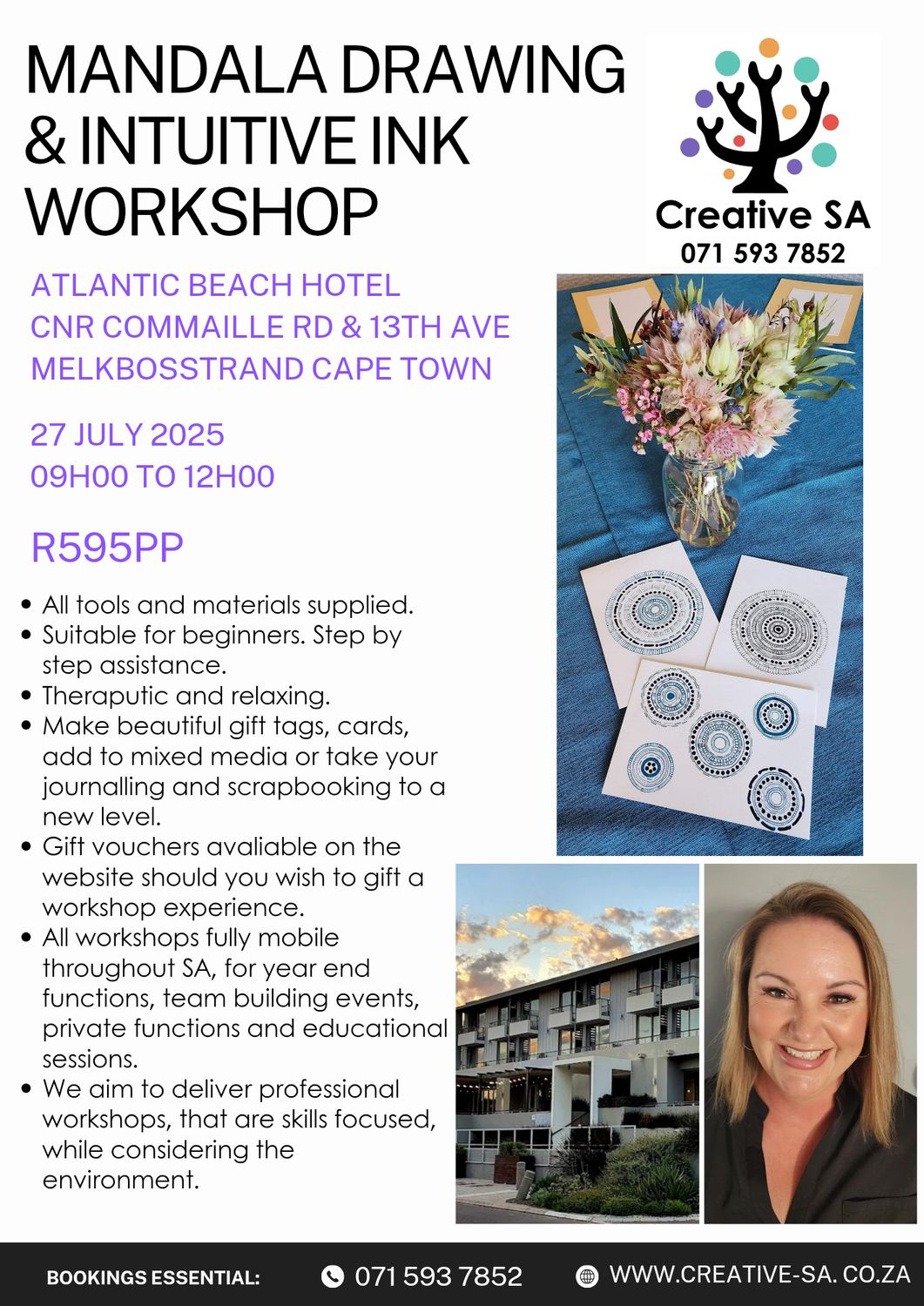 Mandala drawing and intuitive ink workshop @ 09h00 on 27 July 2025 in Melkbosstrand 