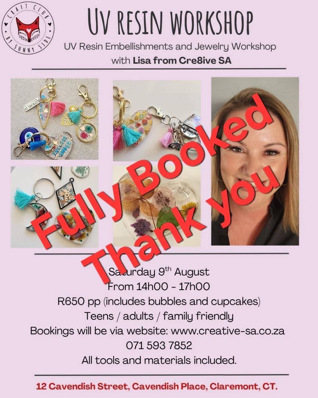UV Resin Jewelry &amp; Embellishments Workshop @ 14h00 on 09 Aug 2025 in Claremont