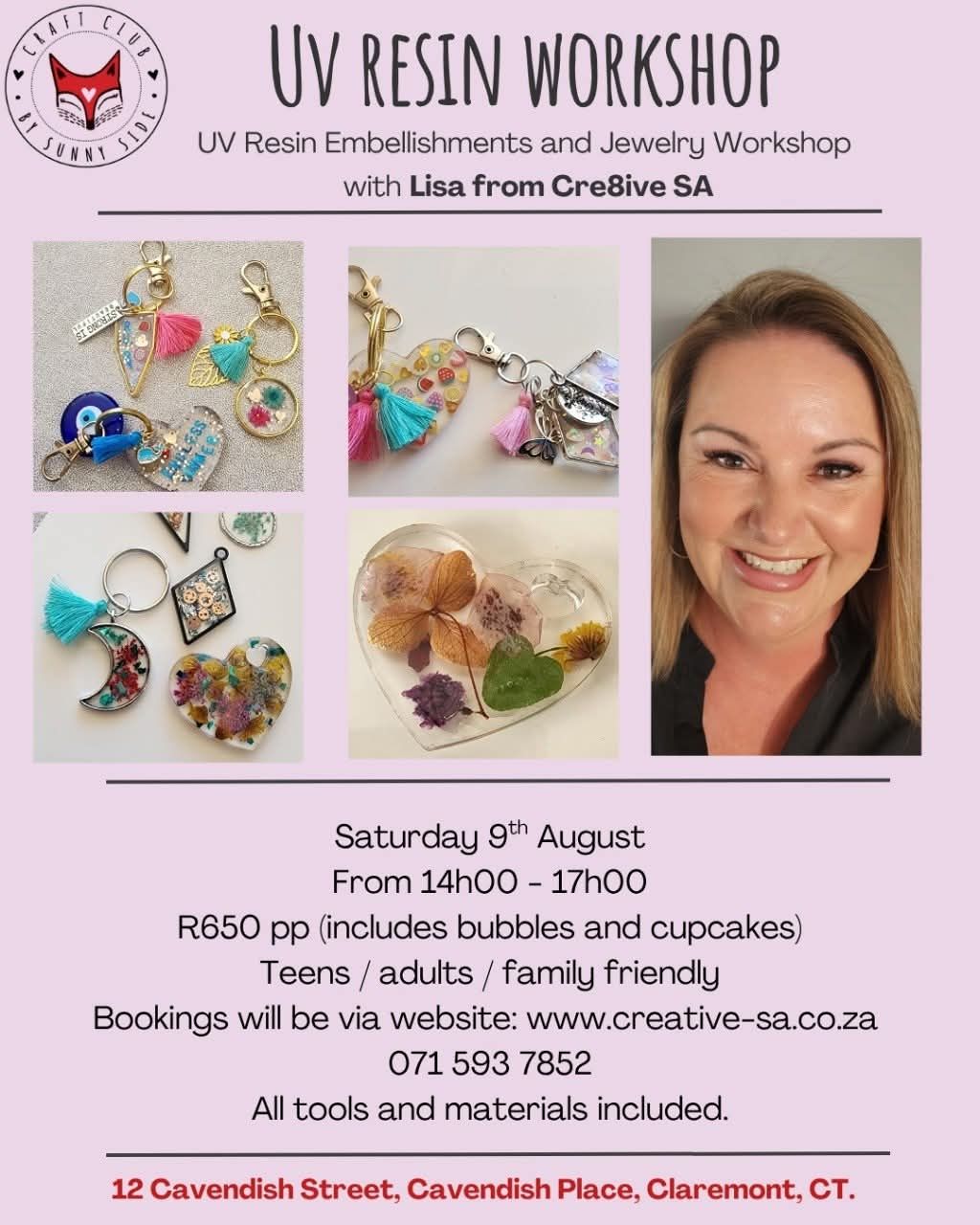 UV Resin Jewelry &amp; Embellishments Workshop @ 14h00 on 09 Aug 2025 in Claremont