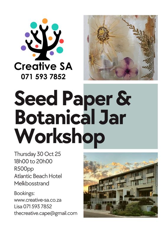 Seed Paper &amp; Press Dried Botanical Glass Jars - last Thursdays Workshop - 30 Oct 2025 @ 18h00