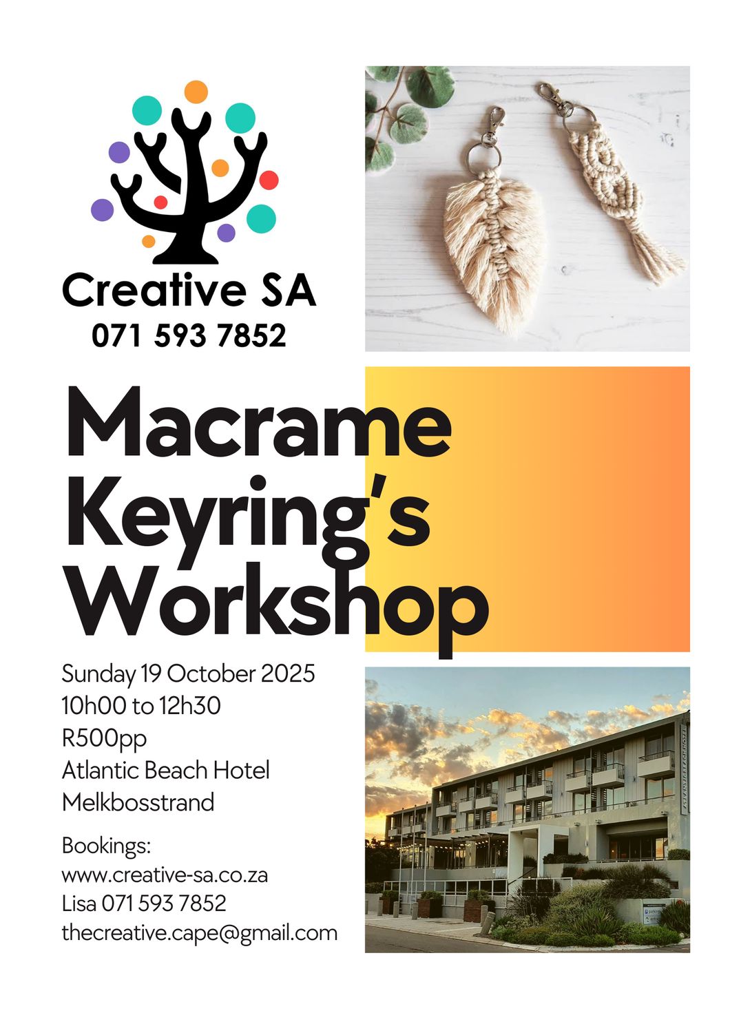 Macrame Keyrings (3 techniques) Workshop - 19 Oct @ 10h00
