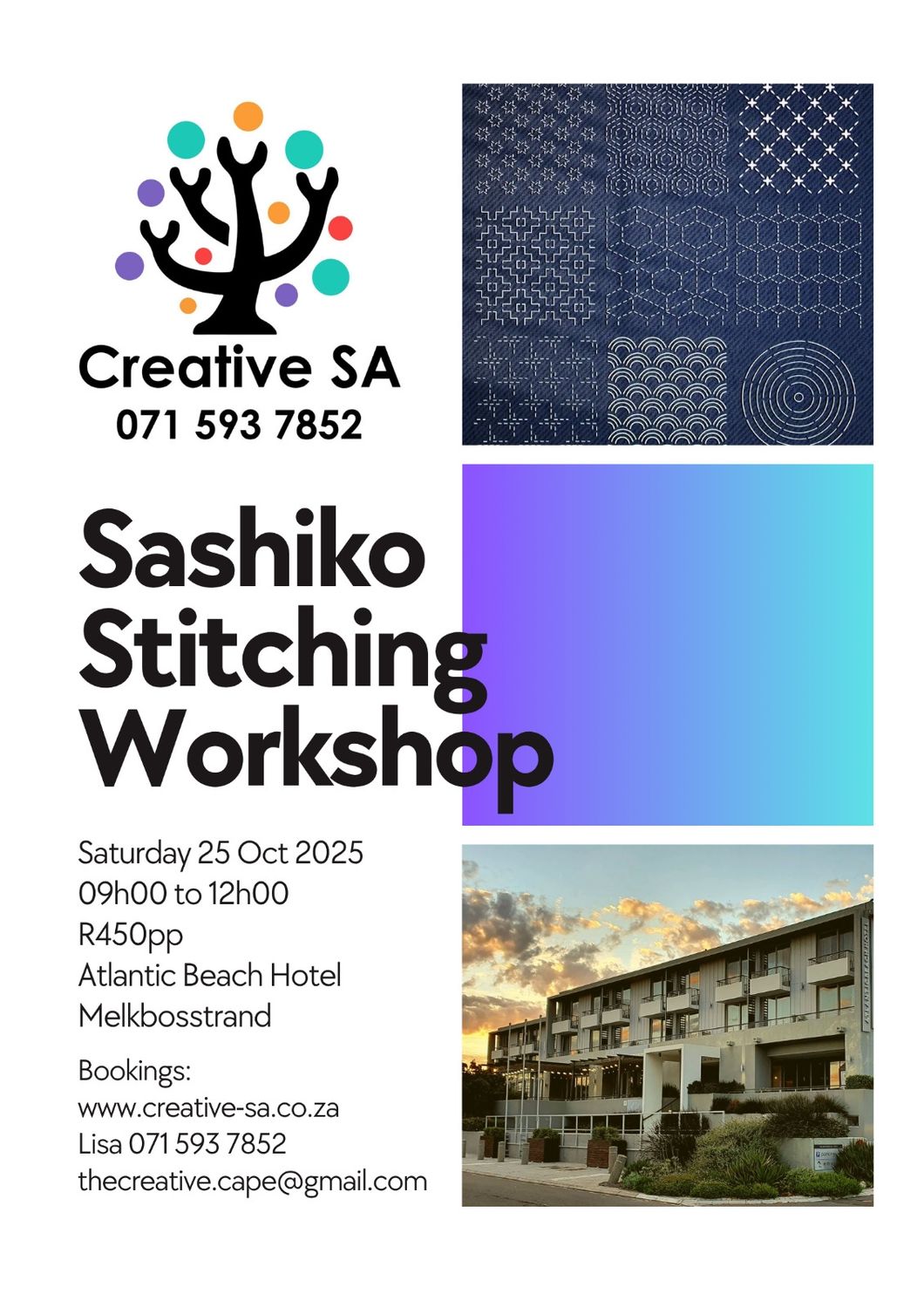 Introduction to Sashiko Stitching @ 09h00 on 25 Oct 2025 in Melkbosstrand