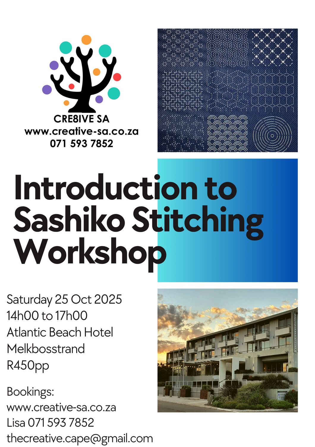 Introduction to Sashiko Stitching workshop @ 14h00 on 25 Oct 2025 in Melkbosstrand