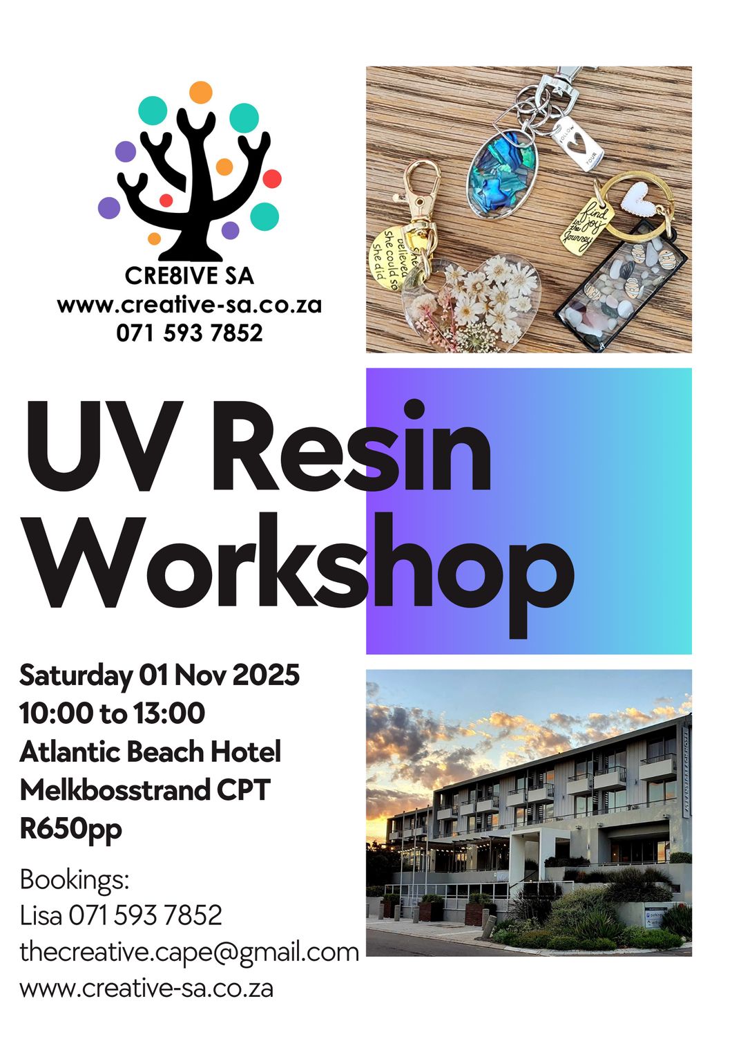 UV Resin Workshop @ 10h00 on 01 November 2025 in Melkbosstrand