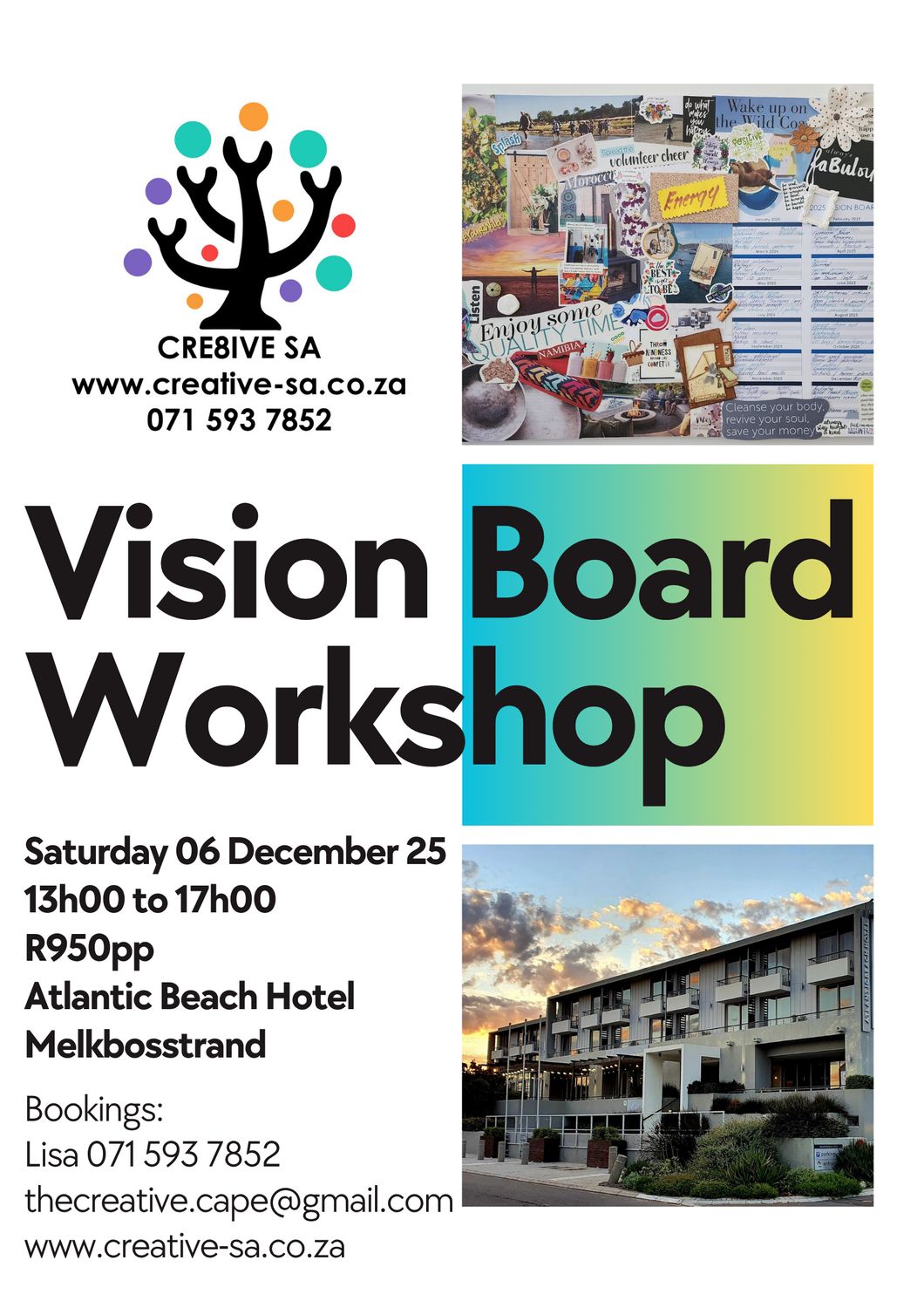 Vision Board (incl Vision Journal) workshop @ 13h00 on 06 December 2025 in Melkbosstrand