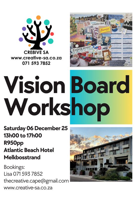 Vision Board (incl Vision Journal) workshop on 06 December 2025 @ 13h00 in Melkbosstrand