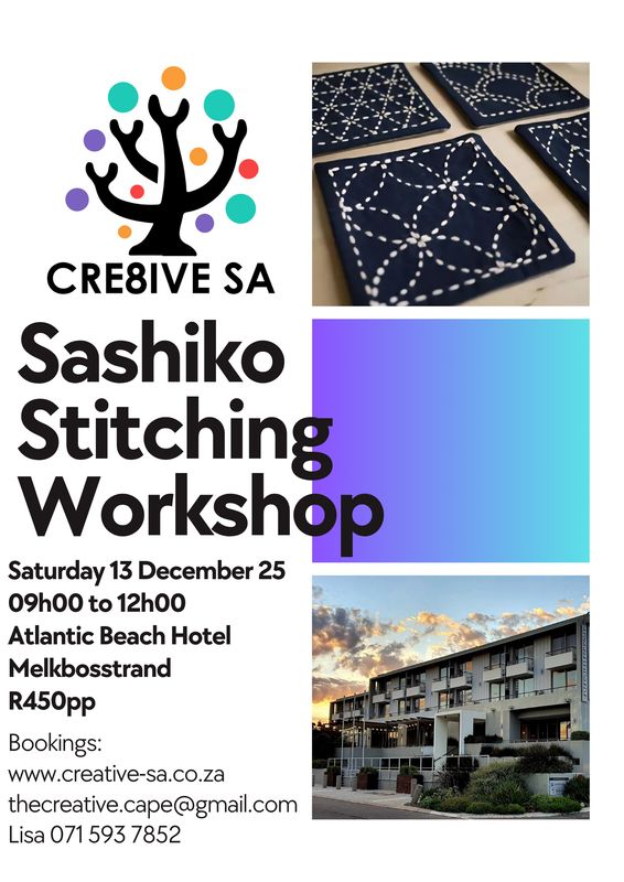 Introduction to Japanese Inspired Sashiko Stitching Workshop @ 09h00 on 13 December 2025 in Melkbosstrand