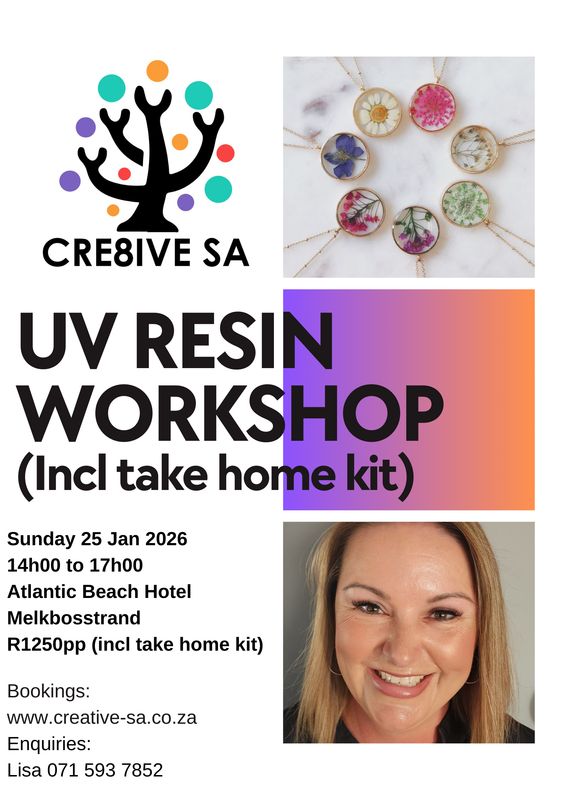 UV Resin Workshop @ 14h00 on 25 Jan 2026 - Atlantic Beach Hotel Melkbosstrand (incl take home kit)