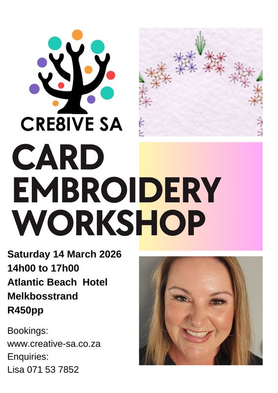 Card Embroidery Workshop @ 14h00 on 14 March 2026 - Atlantic Beach Hotel Melkbosstrand