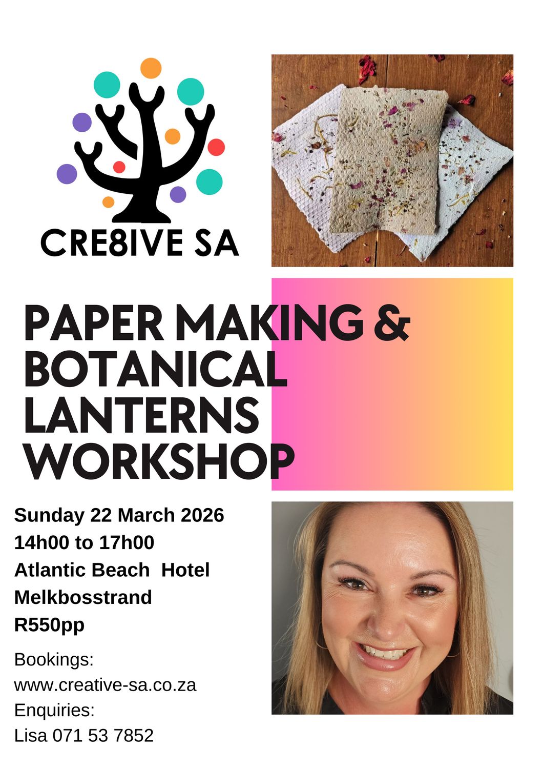 Botanical / Seed Paper Making &amp; Press Dried Botanicals Lantern Workshop @ 14h00 on 22 March 2026 - Atlantic Beach Hotel Melkbosstrand