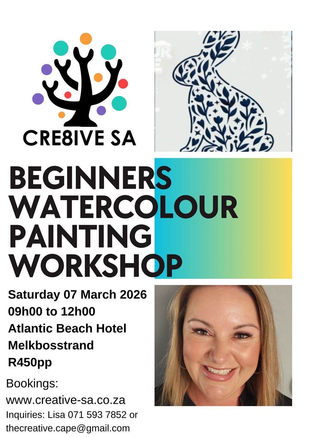 Beginner Friendly Introduction to Watercolour Painting Workshop @ 09h00 on 07 March 2026 - Atlantic Beach Hotel Melkbosstrand