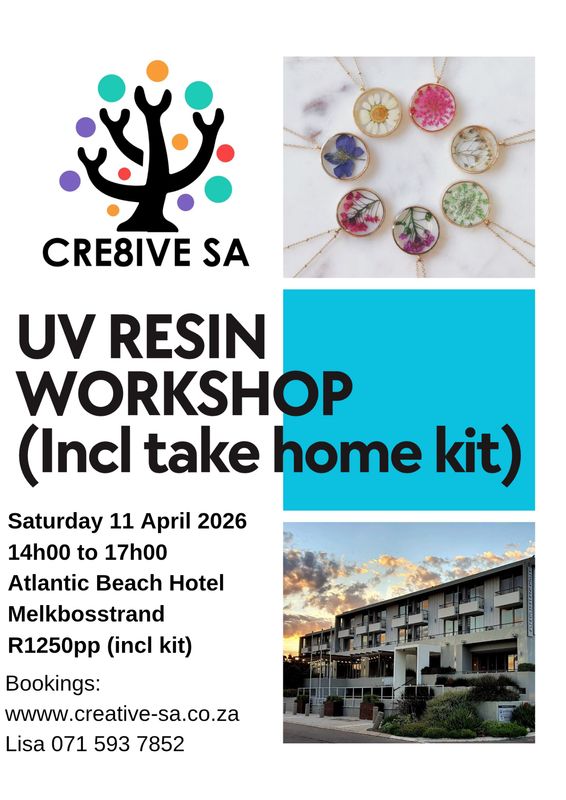 UV Resin Workshop (incl take home kit) 11 April 2026 @ 14h00 - Atlantic Beach Hotel Melkbosstrand