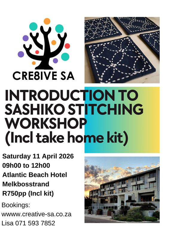 Introduction to Sashiko Stitching Workshop @ 09h00 on 11 April 2026 - Atlantic Beach Hotel Melkbosstrand