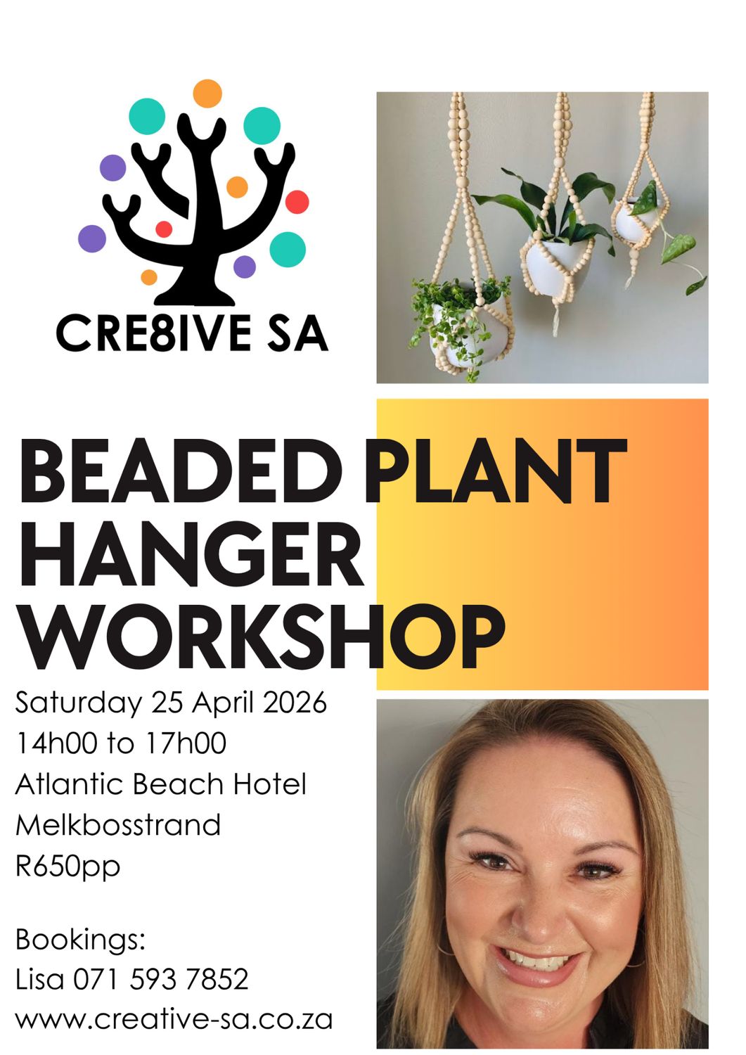 Wooden Beaded Plant Hanger Workshop @ 14h00 on 25 April 2026 - Atlantic Beach Hotel Melkbosstrand