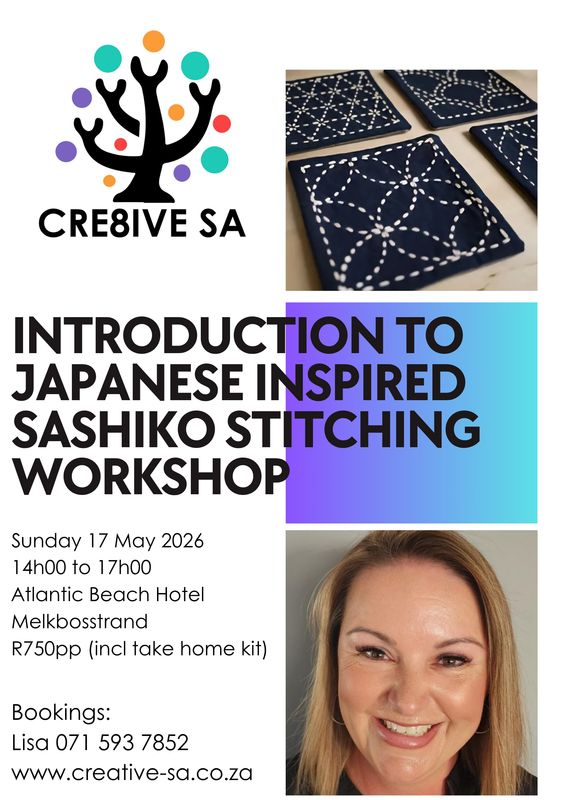 Introduction to Japanese Inspired Sashiko Stitching Workshop @ 14h00 on 17 May 2026 - Atlantic Beach Hotel Melkbosstrand