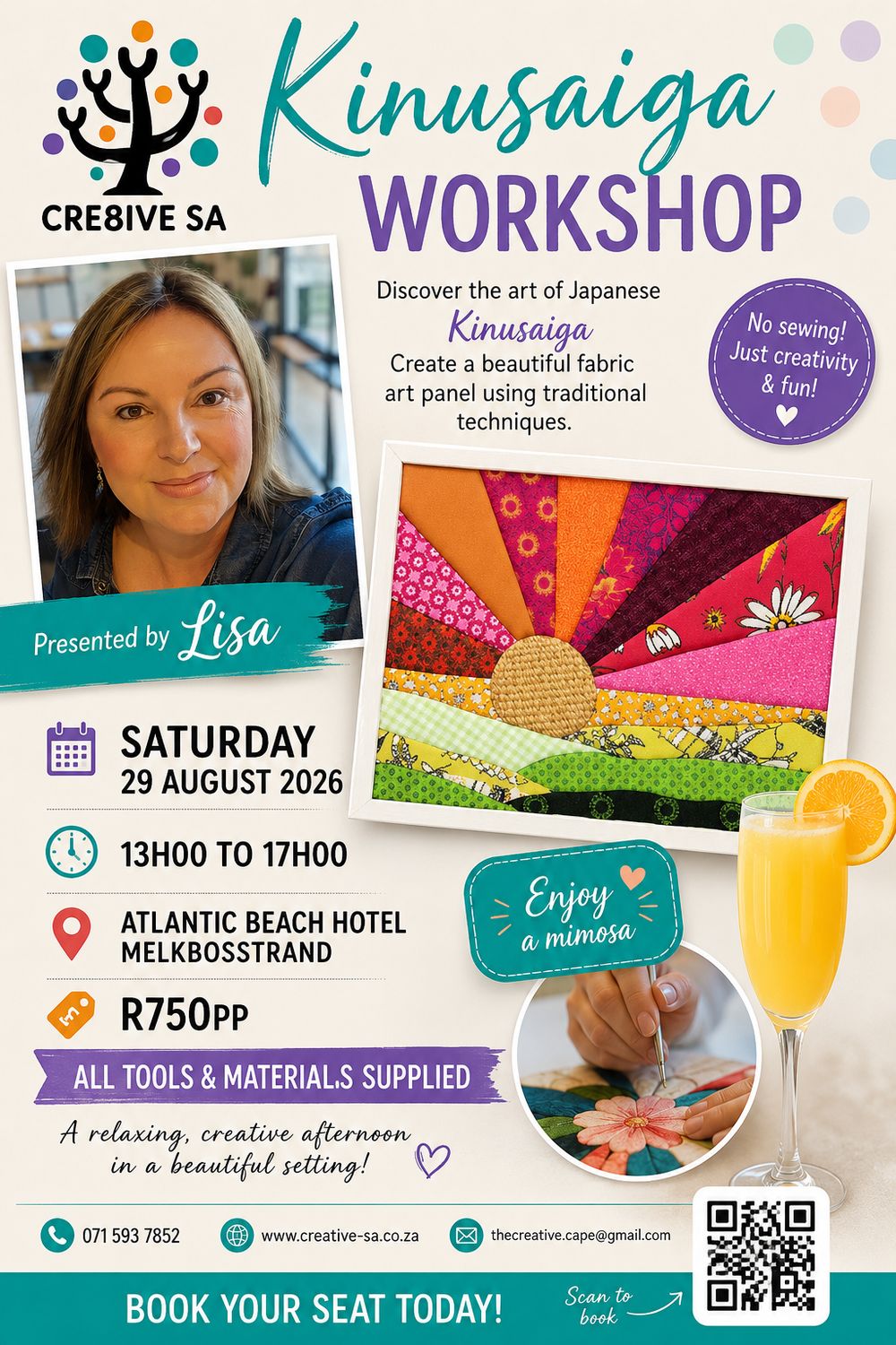 Kinusaiga (fabric mosaic / stitch-less quilting) Workshop