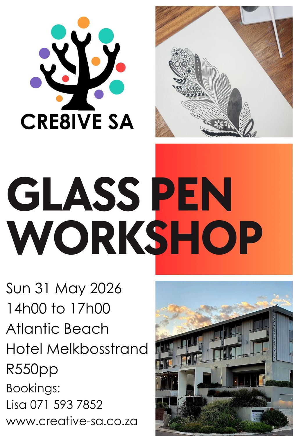Glass Pen Workshop @ 14h00 on 31 May 2026 - Atlantic Beach Hotel Melkbosstrand