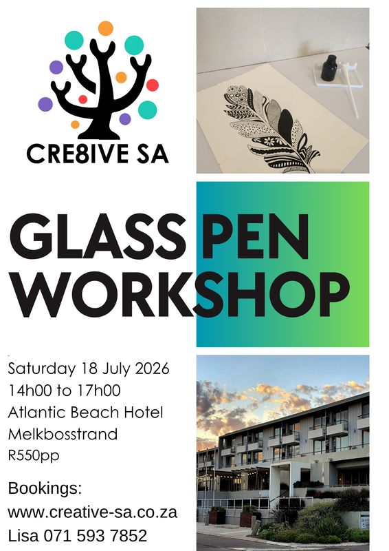 Glass Pen Workshop @ 14h00 on 18 July 2026 - Atlantic Beach Hotel Melkbosstrand