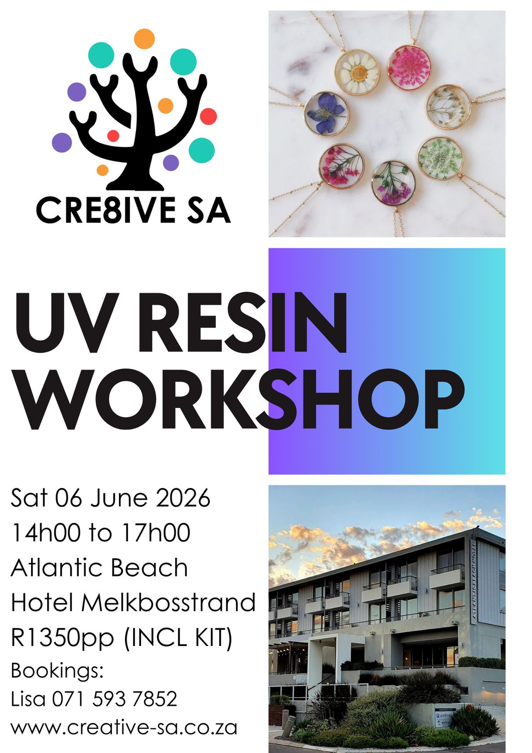 Introduction to UV Resin workshop @ 14h00 on 06 June 2026 - Atlantic Beach Hotel Melkbosstrand - incl take home kit