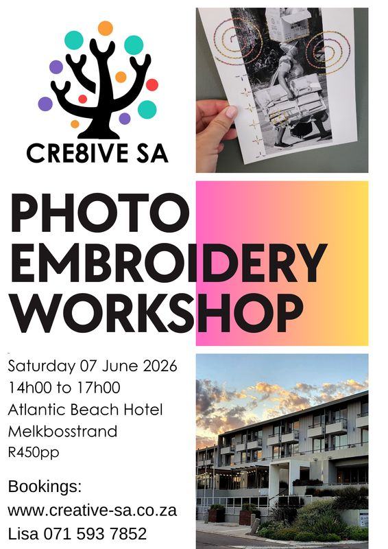 Photo Embroidery Workshop @ 14h00 on 07 June 2026 - Atlantic Beach Hotel Melkbosstrand