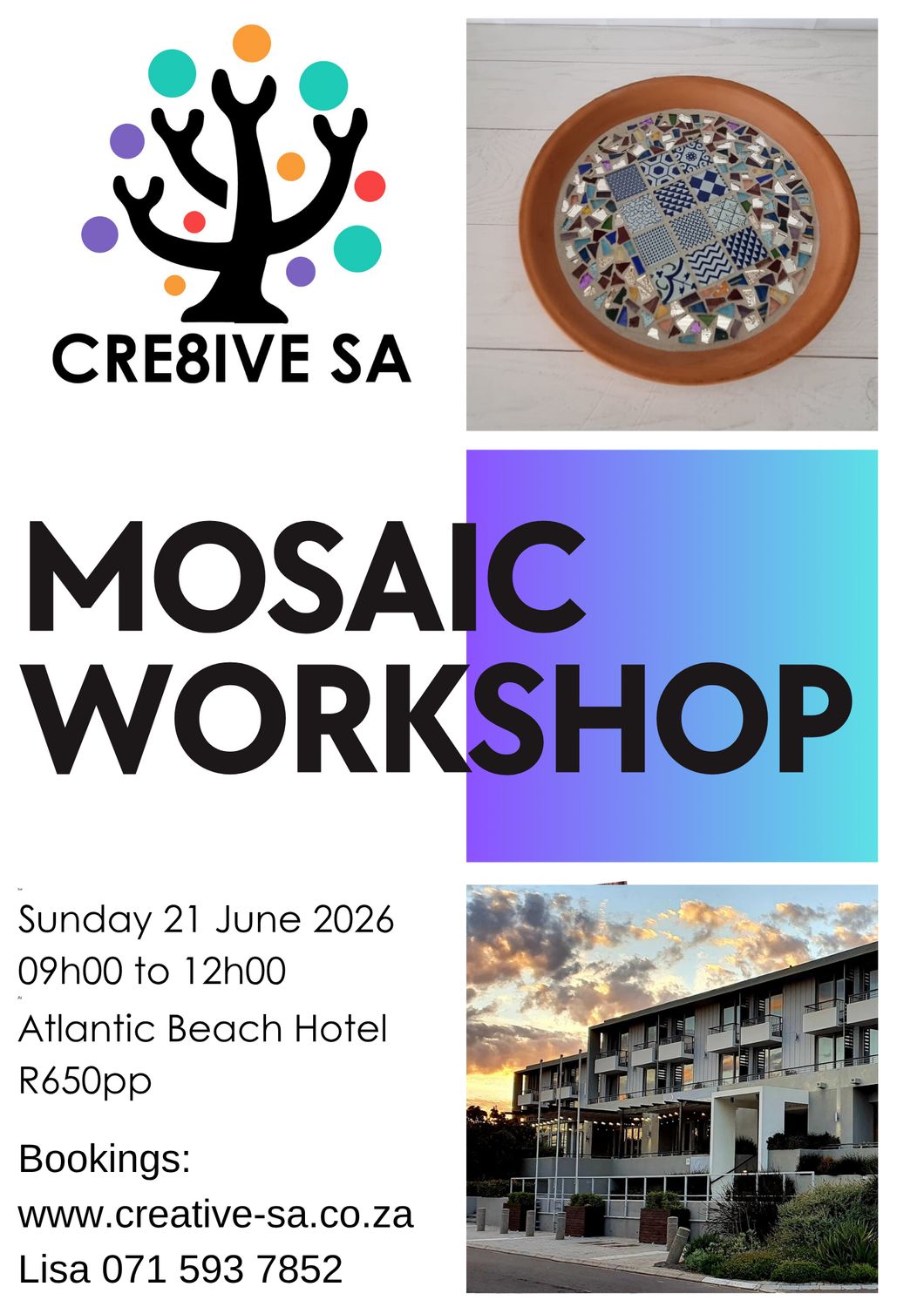 Mosaic on Terracotta Workshop @ 09h00 on 21 June 2026 - Atlantic Beach Hotel