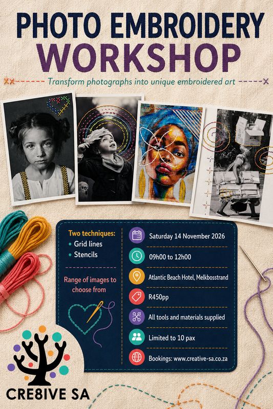 Photo Embroidery Workshop @ 09h00 on 14 Nov 2026 - Atlantic Beach Hotel Melkbosstrand