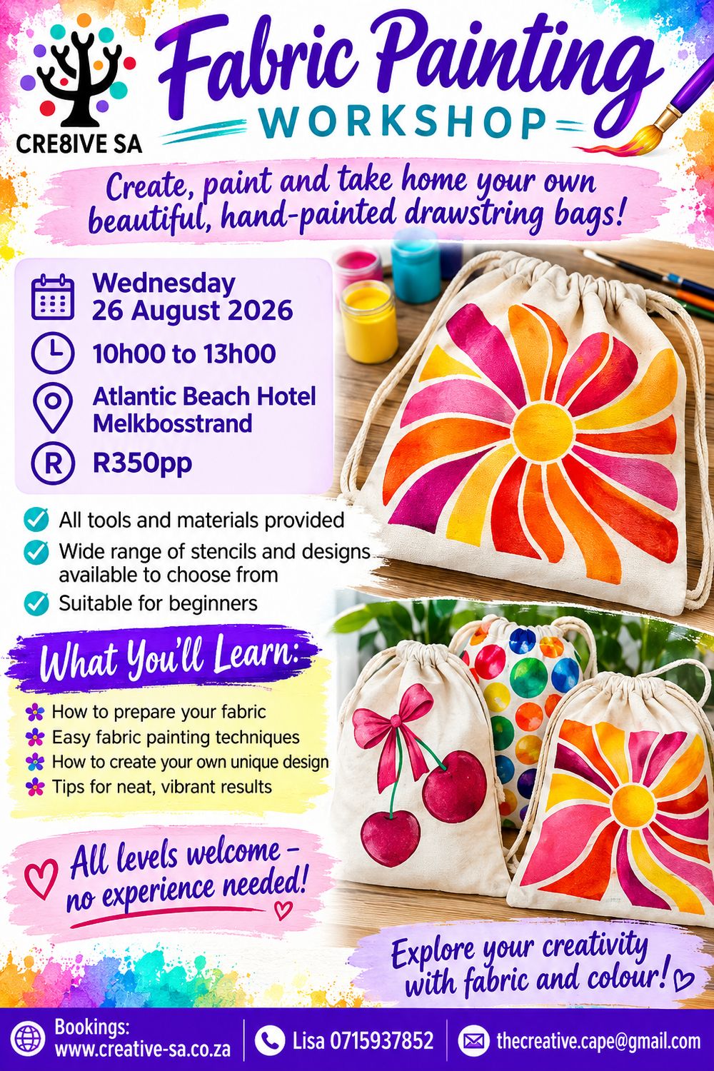 Fabric Painted Drawstring Bag Workshop