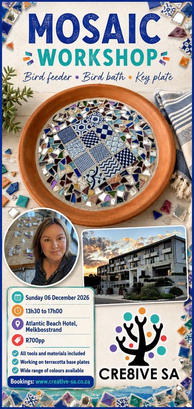 Mosaic Workshop @ 13h30 on 06 Dec 2026 - Atlantic Beach Hotel Melkbosstrand
