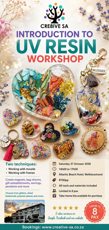 UV Resin Workshop @ 14h00 on 31 Oct 2026 - Atlantic Beach Hotel Melkbosstrand