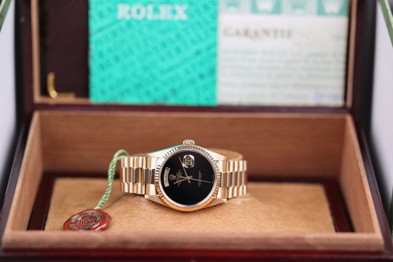 Rolex Day Date 36 Gelbgold Onyx MK3 Dial  - 1990