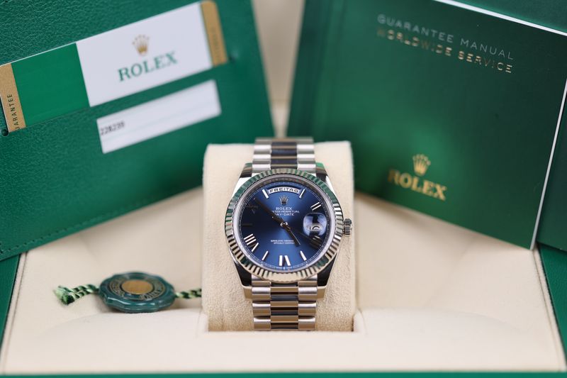 Rolex Day Date 40 Weißgold Blau - 2019 Rolex Day Date 40 Weißgold Blau - 2019