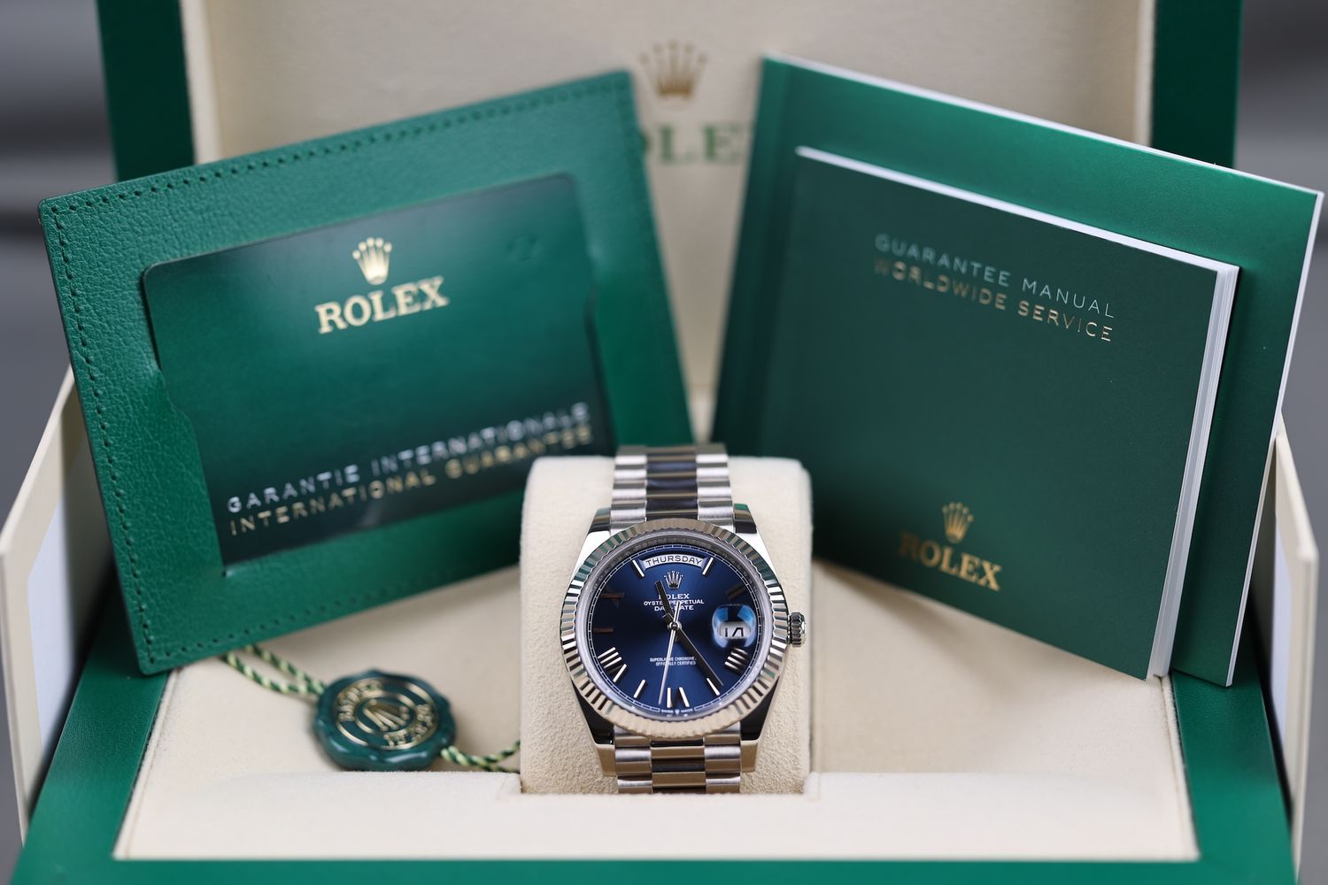 Rolex Day-Date 40 Weißgold Blau - 2021 Rolex Day-Date 40 Weißgold Blau - 2021