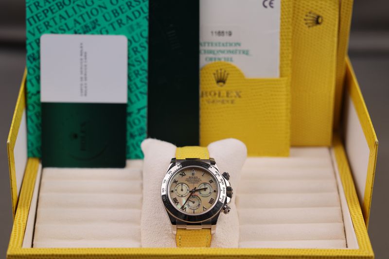 Rolex Platin Daytona Weißgold Beach Gelb MOP - 2003 Rolex Platin Daytona Weißgold Beach Gelb MOP - 2003