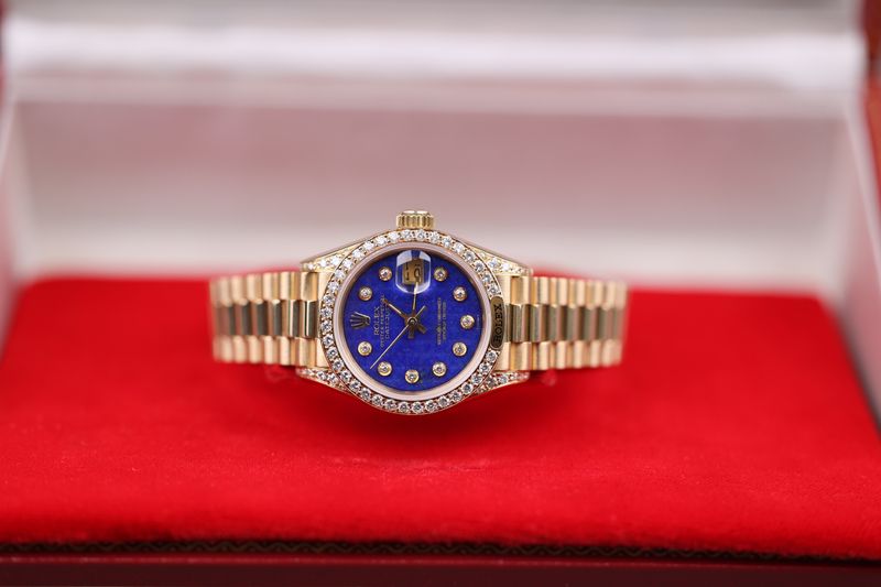 Rolex Lady Datejust 26 Signature Bezel Lapis Pyramid Pinball Dial - 1987 Rolex Lady Datejust 26 Signature Bezel Lapis Pyramid Pinball Dial - 1987