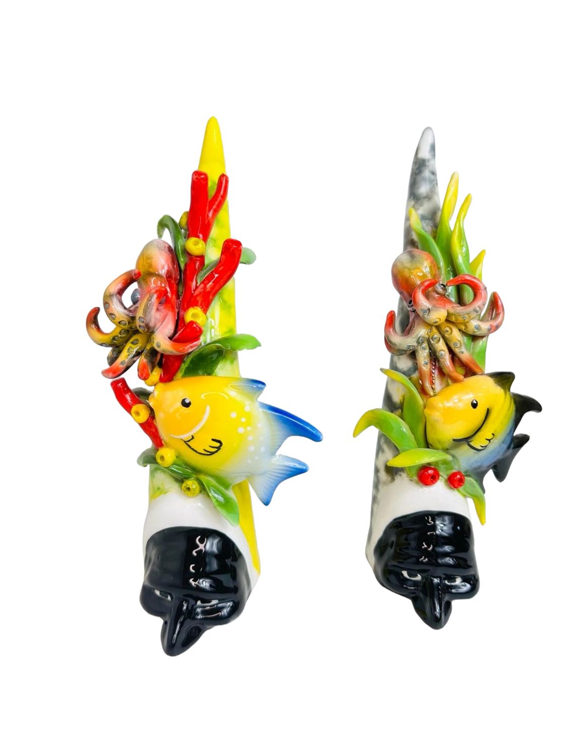 Corno portafortuna ,pulcinella con scena marina H30CM