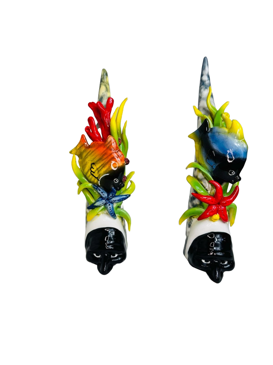Corno portafortuna,pulcinella con scena marina H30CM