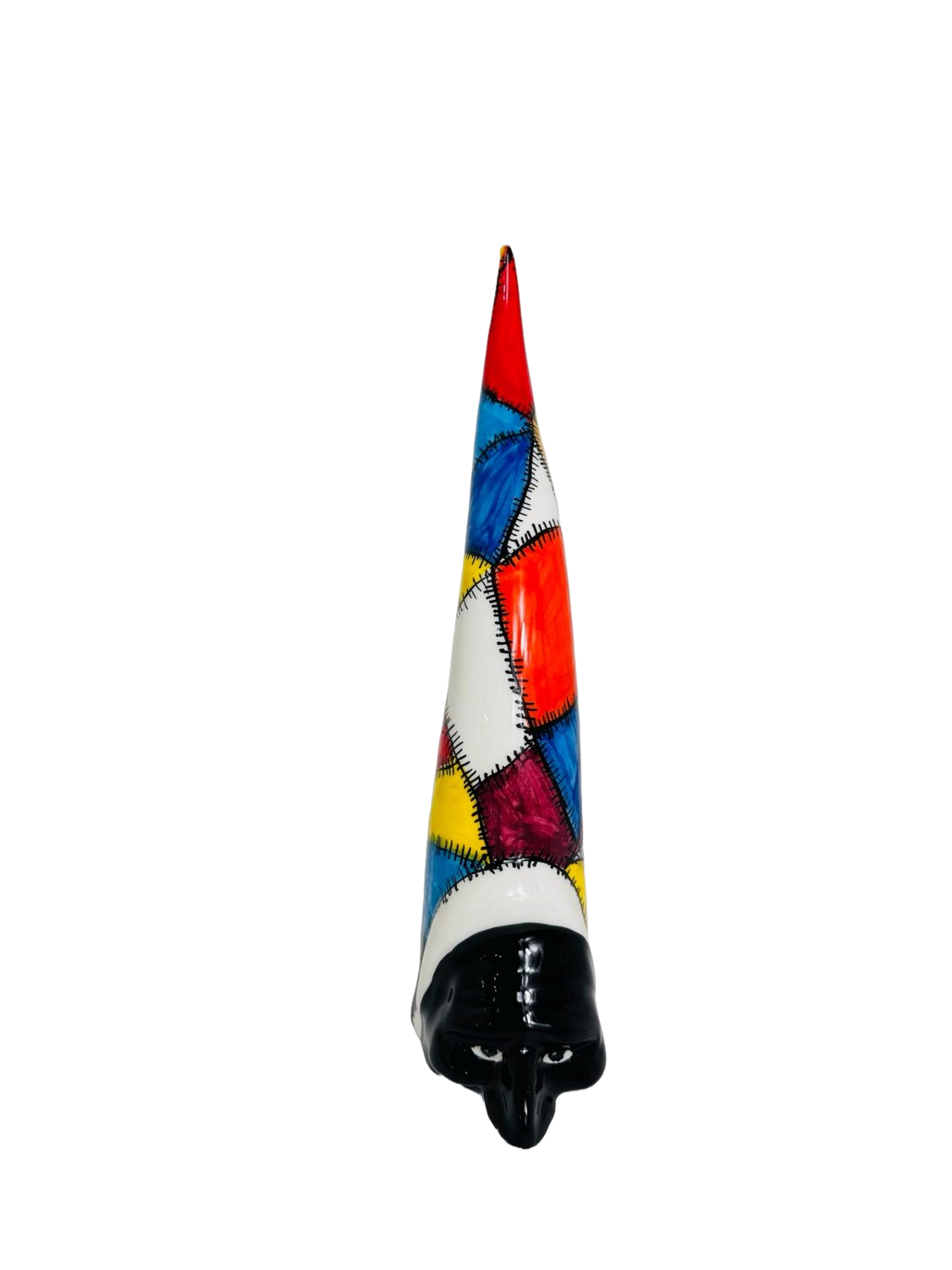 Corno portafortuna arlecchino in ceramica H30CM