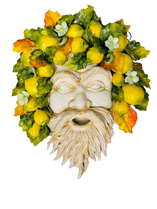 Maschera Bacco in ceramica con limoni