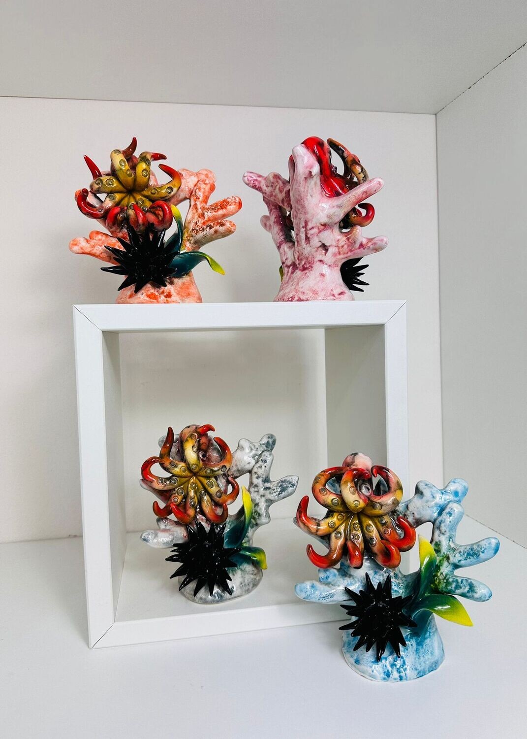 Corallo con composizione marina in ceramica