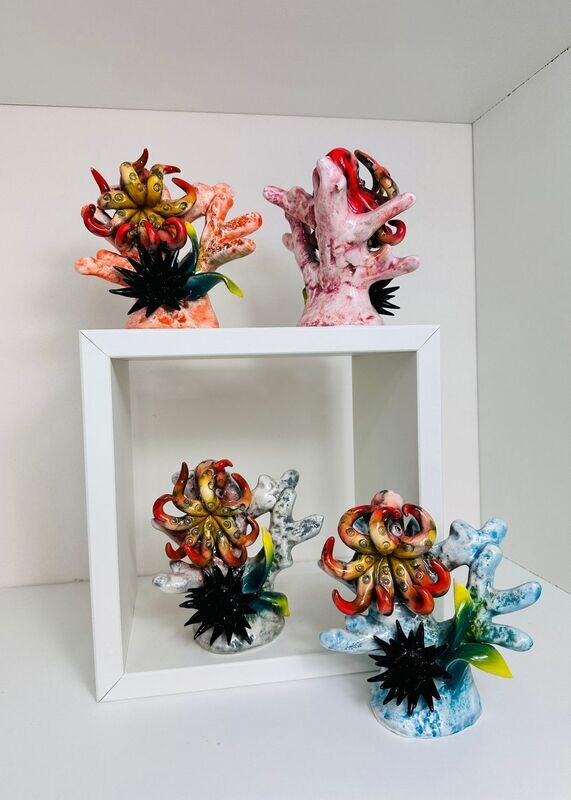 Corallo con composizione marina in ceramica